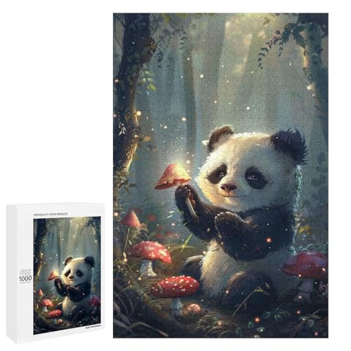 Puzzle für Erwachsene 1000 Teile Tierpanda runde Holzpuzzles (75 x 50 cm) von linghhiming