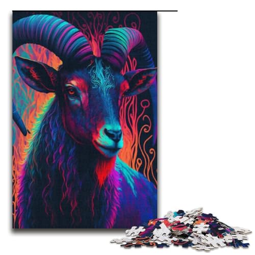 Puzzle für Erwachsene 1000 Teile Tierziege Heimdekoration Puzzle Spielzeug Geschenk für die ganze Familie 1000 Teile (38 x 26 cm) von linghhiming