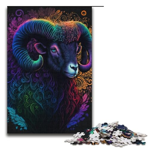 Puzzle für Erwachsene 1000 Teile Tierziegen Papierpuzzle für Kinder Lernspiel 1000 Teile (38 x 26 cm) von linghhiming