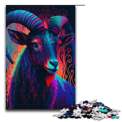 Puzzle für Erwachsene 1000 Teile Tierziegenmuster Zusammenbau hilft dem Gehirn süchtig machendes Spielzeug zur Förderung der Geduld 1000 Teile (75 x 50 cm) von linghhiming