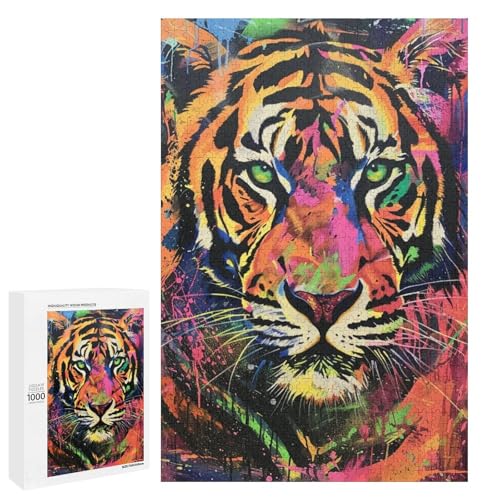 Puzzle für Erwachsene 1000 Teile Tiger Puzzle Holzpuzzle Lernspiel Herausforderungsspielzeug (75 x 50 cm) von linghhiming