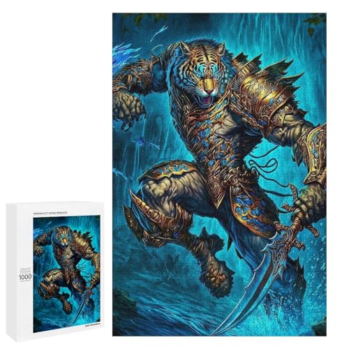 Puzzle für Erwachsene 1000 Teile Tigerfamilie Holzpuzzle Lernspiel Herausforderungsspielzeug (75 x 50 cm) von linghhiming