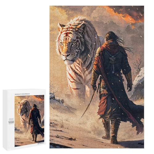 Puzzle für Erwachsene 1000 Teile Tigerfamilie Holzpuzzle Lernspiel Herausforderungsspielzeug (75 x 50 cm) von linghhiming