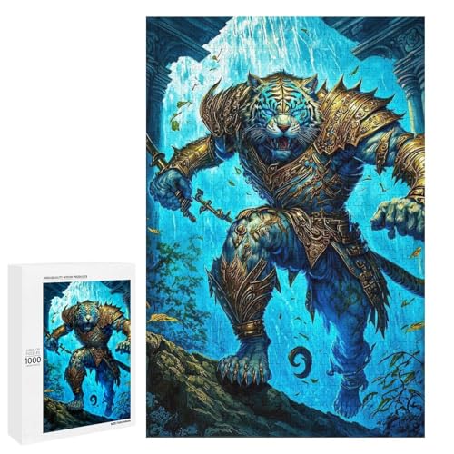 Puzzle für Erwachsene 1000 Teile Tigerfamilie Holzpuzzle Lernspiel Herausforderungsspielzeug (75 x 50 cm) von linghhiming