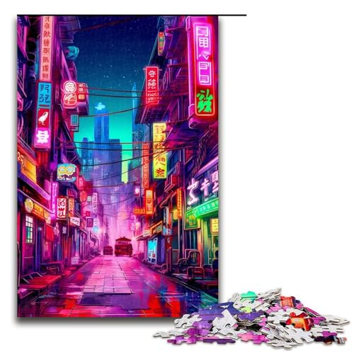 Puzzle für Erwachsene 1000 Teile Tokio Nacht Heimdekoration Puzzle Spielzeug Geschenk für die ganze Familie (75 x 50 cm) von linghhiming