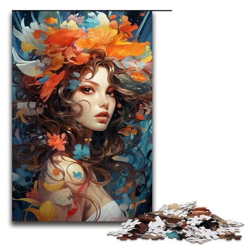 Puzzle für Erwachsene 1000 Teile Unterwassergöttin farbenfrohes psychedelisches Puzzle Lernspiele für Zuhause DIY Spielzeug tolles Geschenk für Spiele 75 x 50 cm von linghhiming