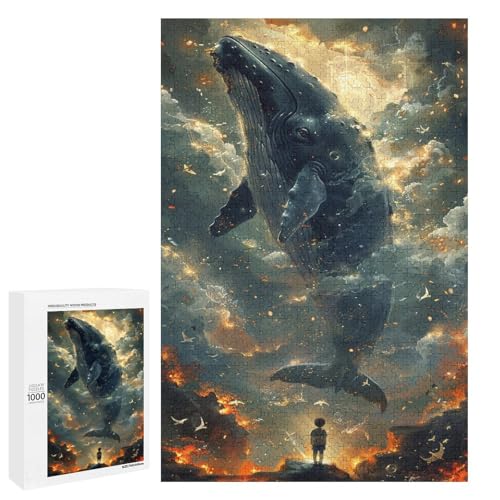 Puzzle für Erwachsene 1000 Teile Walfamilie Holzpuzzle Lernspiel Herausforderungsspielzeug (75 x 50 cm) von linghhiming