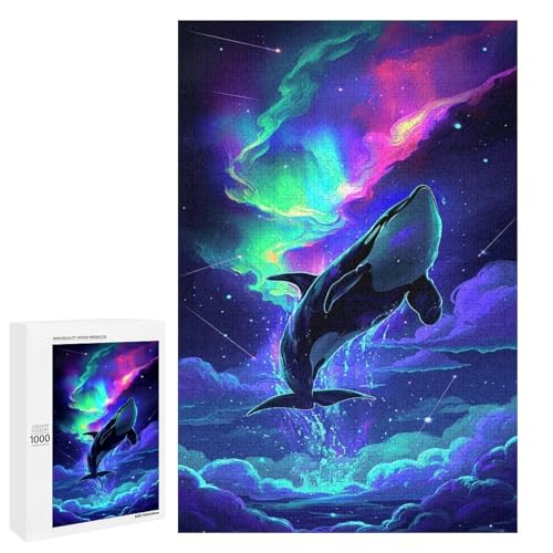 Puzzle für Erwachsene 1000 Teile Walfamilie Holzpuzzle Lernspiel Herausforderungsspielzeug (75 x 50 cm) von linghhiming
