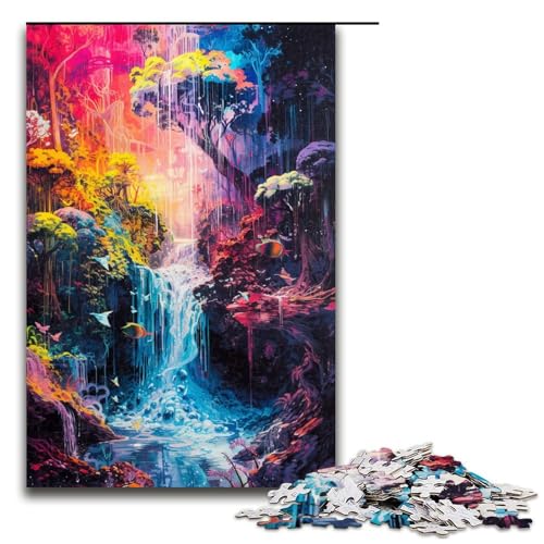 Puzzle für Erwachsene 1000 Teile Wasserfall im Dschungel Puzzlespiele Spielzeug Geschenk geeignet für die Schreibtischdekoration 75 x 50 cm von linghhiming
