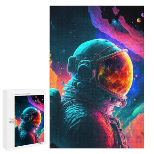 Puzzle für Erwachsene 1000 Teile Weltraum Astronauten Holzpuzzle für Kinder Lernspiel (75 x 50 cm) von linghhiming