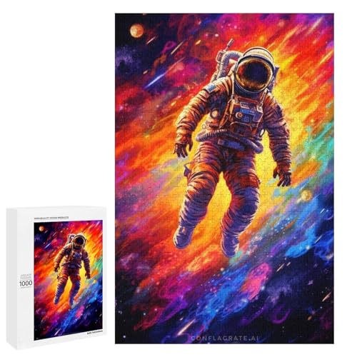 Puzzle für Erwachsene 1000 Teile Weltraum Astronauten Holzpuzzle für Kinder Lernspiel (75 x 50 cm) von linghhiming