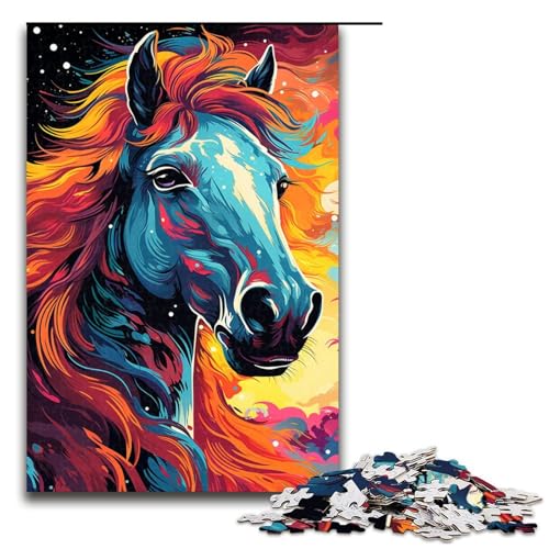Puzzle für Erwachsene 1000 Teile Weltraum Farbpferd Puzzle Spiele Spielzeug Geschenk geeignet für die Schreibtischdekoration 75 x 50 cm von linghhiming
