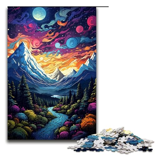 Puzzle für Erwachsene 1000 Teile Wildblumenfelder unter den Bergen Puzzlespiel Spielzeug lustig 75 x 50 cm von linghhiming