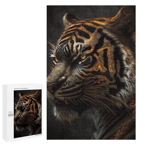 Puzzle für Erwachsene 1000 Teile Wilde Säbelzahntiger Holzpuzzle (75 x 50 cm) von linghhiming