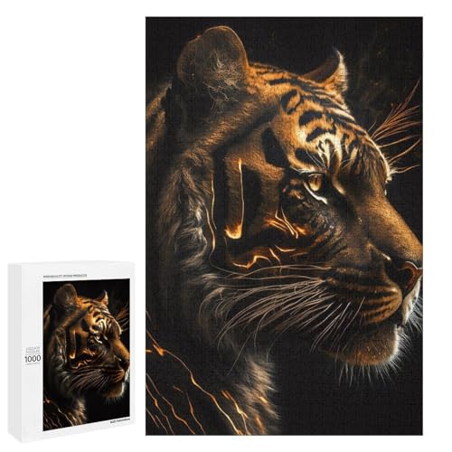 Puzzle für Erwachsene 1000 Teile Wilde Säbelzahntiger Holzpuzzle (75 x 50 cm) von linghhiming