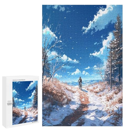 Puzzle für Erwachsene 1000 Teile Winterlandschaftspuzzle Holzpuzzle Lernspiel Herausforderungsspielzeug (75 x 50 cm) von linghhiming