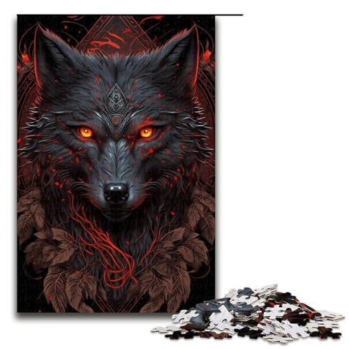 Puzzle für Erwachsene 1000 Teile Wolf Holzpuzzle (75 x 50 cm) von linghhiming