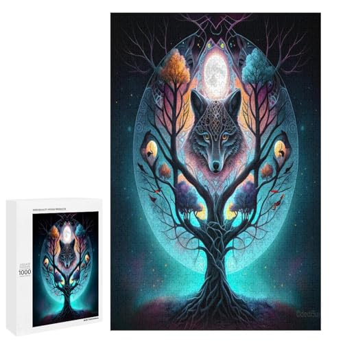Puzzle für Erwachsene 1000 Teile Wolfsfamilie Holzpuzzle Lernspiel Herausforderungsspielzeug (75 x 50 cm) von linghhiming