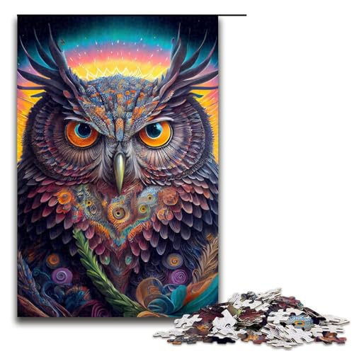 Puzzle für Erwachsene 1000 Teile abstrakte Eule Heimdekoration Puzzle Spielzeug Geschenk für die ganze Familie (75 x 50 cm) von linghhiming