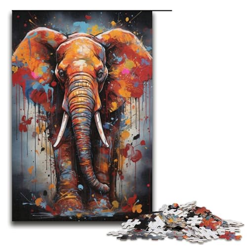 Puzzle für Erwachsene 1000 Teile afrikanische Elefantenfamilie Papierpuzzle Lernspiel Herausforderungsspielzeug 1000 Teile (38 x 26 cm) von linghhiming