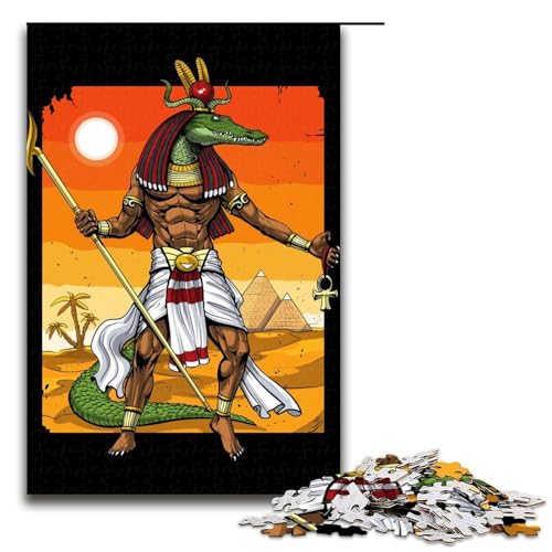 Puzzle für Erwachsene 1000 Teile altägyptischer Gott Sobek Geburtstagsgeschenk für Teenager ab 14 Jahren (75 x 50 cm) von linghhiming
