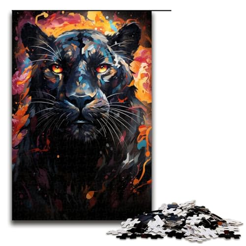 Puzzle für Erwachsene 1000 Teile bizarres farbenfrohes Puzzle mit schwarzem Panther Lernspiele für Zuhause DIY Spielzeug tolles Geschenk für Spiele 75 x 50 cm von linghhiming