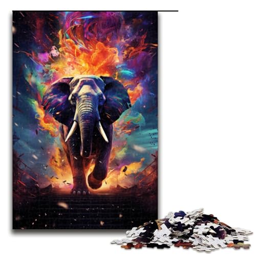 Puzzle für Erwachsene 1000 Teile bunter Elefant Heimdekoration Puzzle Spielzeug Geschenk für die ganze Familie 75 x 50 cm von linghhiming