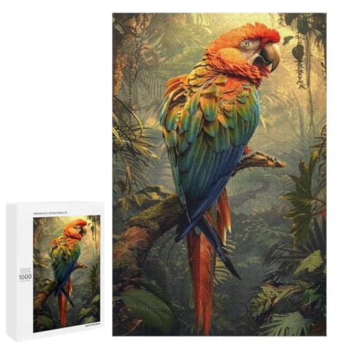 Puzzle für Erwachsene 1000 Teile buntes Papageien Holzpuzzle 75 x 50 cm von linghhiming