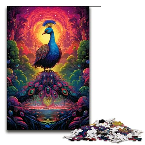 Puzzle für Erwachsene 1000 Teile bunter Pfau Heimdekoration Puzzle Spielzeug Geschenk für die ganze Familie 75 x 50 cm von linghhiming
