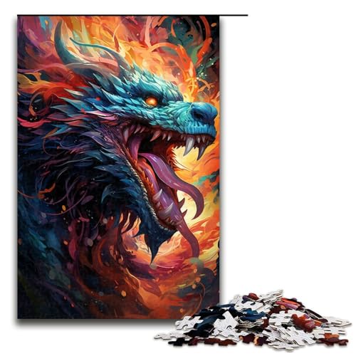 Puzzle für Erwachsene 1000 Teile bunter chinesischer Drache Holzpuzzle für Kinder Lernspiel 1000 Teile (75 x 50 cm) von linghhiming