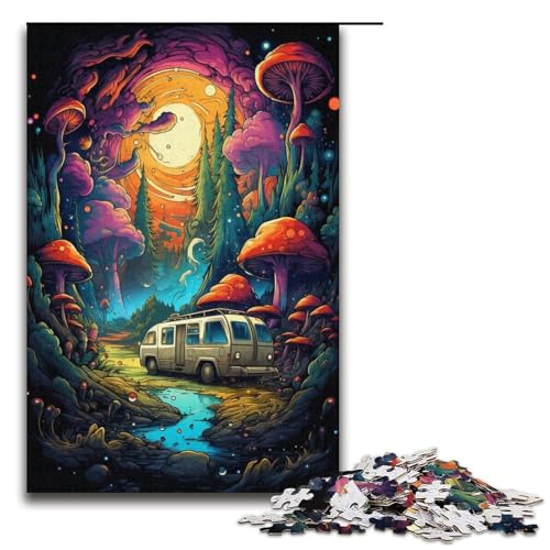 Puzzle für Erwachsene 1000 Teile buntes Auto bei Nacht Puzzlespiel Spielzeug lustig 1000 Teile (38 x 26 cm) von linghhiming