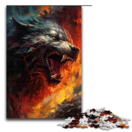 Puzzle für Erwachsene 1000 Teile buntes Doodle-Art-Wolf-Puzzle Lernspiele für Zuhause DIY-Spielzeug tolles Geschenk für Spiele 1000 Teile (75 x 50 cm) von linghhiming