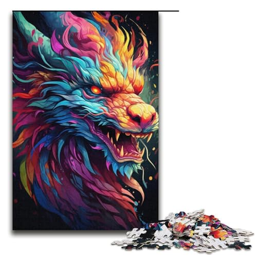 Puzzle für Erwachsene 1000 Teile buntes Drachen-Puzzle Lernspiele für Zuhause DIY-Spielzeug tolles Geschenk für Spiele 1000 Teile (38 x 26 cm) von linghhiming