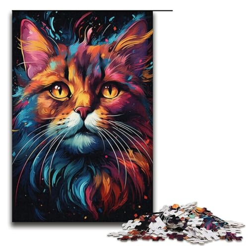 Puzzle für Erwachsene 1000 Teile buntes Fantasie-Katzen-Puzzle Lernspiele für Zuhause DIY-Spielzeug tolles Geschenk für Spiele 1000 Teile (38 x 26 cm) von linghhiming