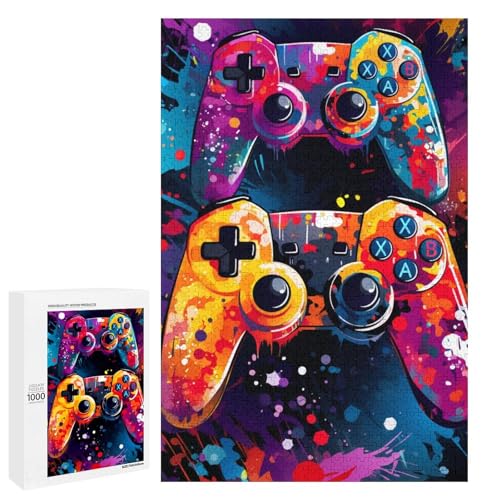 Puzzle für Erwachsene 1000 Teile buntes Gamepad Holzpuzzle 75 x 50 cm von linghhiming