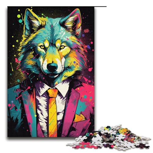 Puzzle für Erwachsene 1000 Teile buntes Gekritzel-Wolf-Papierpuzzle für Kinder Lernspiel 1000 Teile (38 x 26 cm) von linghhiming