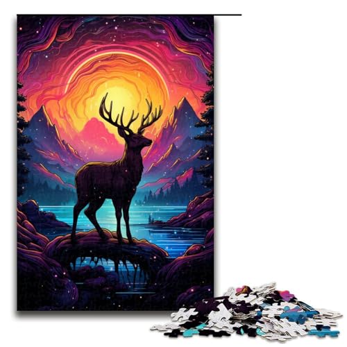 Puzzle für Erwachsene 1000 Teile buntes Hirsch Puzzle Spiele Spielzeug Geschenk geeignet für die Schreibtischdekoration 75 x 50 cm von linghhiming