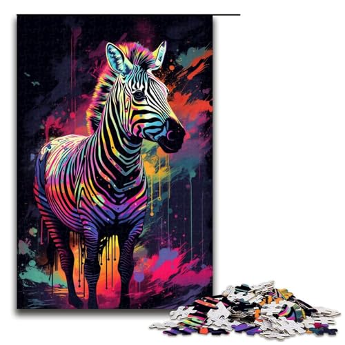 Puzzle für Erwachsene 1000 Teile buntes Zebra Heimdekoration Puzzle Spielzeug Geschenk für die ganze Familie 75 x 50 cm von linghhiming
