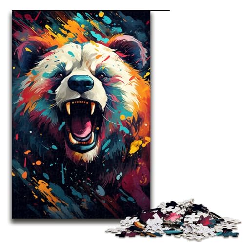 Puzzle für Erwachsene 1000 Teile buntes psychedelisches Tierpanda Puzzle für Erwachsene Holzpuzzles Familienspiele Weihnachts und Geburtstagsgeschenke (Größe 75 x 50 cm) von linghhiming