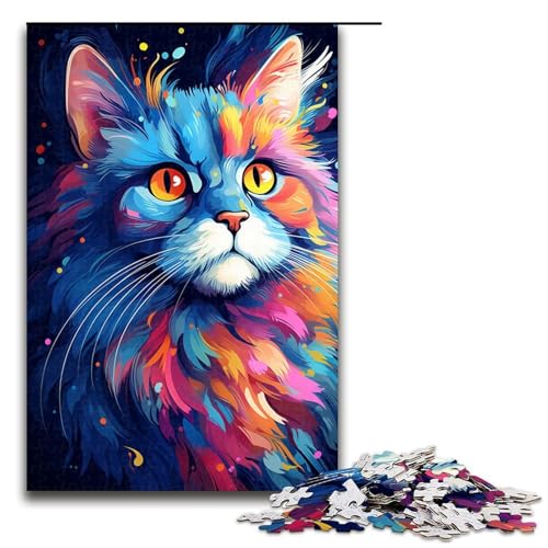 Puzzle für Erwachsene 1000 Teile buntes süßes Kätzchen-Puzzle Holzpuzzle Lernspiel Herausforderungsspielzeug 1000 Teile (75 x 50 cm) von linghhiming