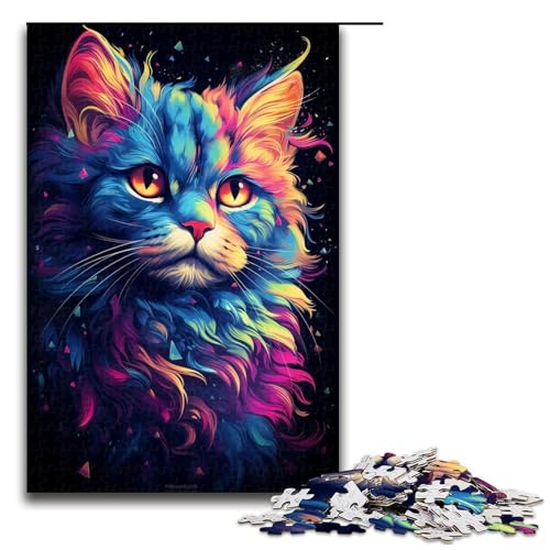 Puzzle für Erwachsene 1000 Teile buntes süßes Kätzchen Puzzlespiele Spielzeug Geschenk geeignet für die Schreibtischdekoration 1000 Teile (75 x 50 cm) von linghhiming