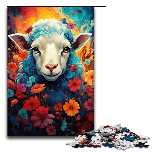 Puzzle für Erwachsene 1000 Teile buntes süßes Schaf Puzzle Spiele Spielzeug Geschenk geeignet für die Schreibtischdekoration 1000 Teile (75 x 50 cm) von linghhiming