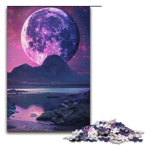 Puzzle für Erwachsene 1000 Teile erstaunlich schönes Neonmond-Puzzle Papierpuzzle Lernspiel Herausforderungsspielzeug 1000 Teile (38 x 26 cm) von linghhiming