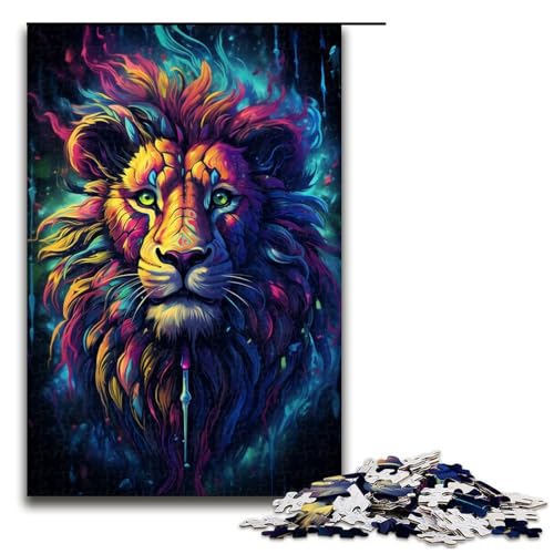 Puzzle für Erwachsene 1000 Teile farbenfroh Psychedelischer Zauberer Löwe Puzzlespiel lustiges Spielzeug (Größe 75 x 50 cm) von linghhiming