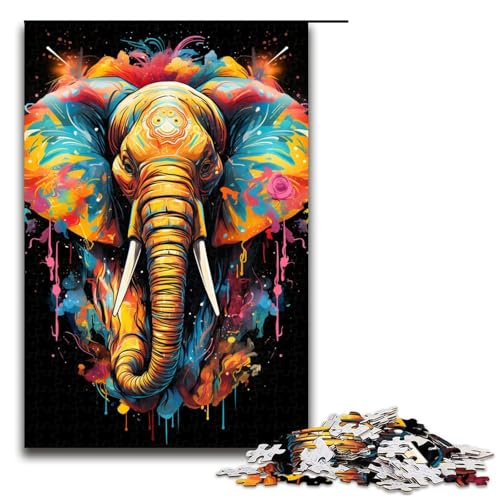 Puzzle für Erwachsene 1000 Teile farbenfroh psychedelisch von Dear Elephant Puzzlespiel lustiges Spielzeug (Größe 75 x 50 cm) von linghhiming