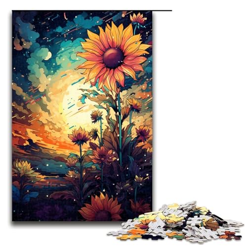 Puzzle für Erwachsene 1000 Teile farbenfrohe Bezaubernde Sonnenblumen Puzzle Lernspiele für Zuhause DIY-Spielzeug tolles Geschenk für Spiele 1000 Teile (75 x 50 cm) von linghhiming