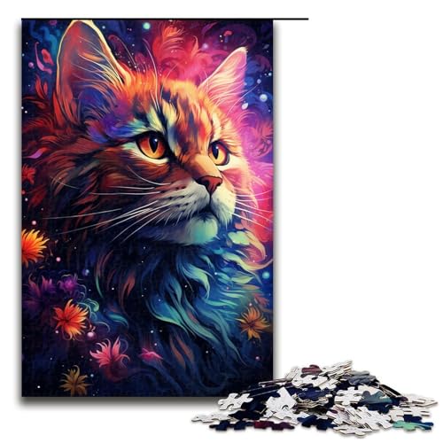 Puzzle für Erwachsene 1000 Teile farbenfrohe Kunst von Cosmic Cats Puzzle Lernspiele für Zuhause DIY Spielzeug tolles Geschenk für Spiele 75 x 50 cm von linghhiming