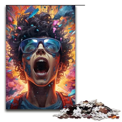 Puzzle für Erwachsene 1000 Teile farbenfrohe Psychedelia of Neon Heroes Puzzle Lernspiele für Zuhause DIY Spielzeug tolles Geschenk für Spiele (Größe 75 x 50 cm) von linghhiming