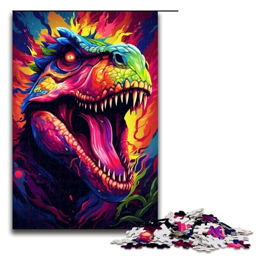 Puzzle für Erwachsene 1000 Teile farbenfrohe Zeichnung von Dinosauriern Puzzlespiel Spielzeug lustig 1000 Teile (75 x 50 cm) von linghhiming