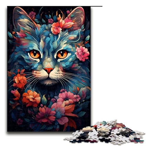 Puzzle für Erwachsene 1000 Teile farbenfrohe exotische Zeichnung Katzenfamilie Holzpuzzle Lernspiel Herausforderungsspielzeug 1000 Teile (75 x 50 cm) von linghhiming